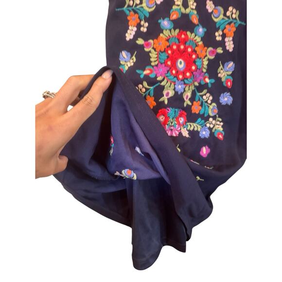 La Reyna Embroidered Boho Dress M. Coachella CottageCore Bohemian Chic Festival - Picture 2 of 10